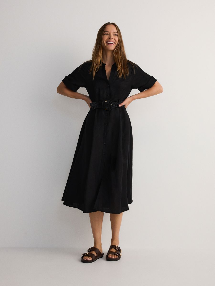 Dress with belt - black - RESERVED