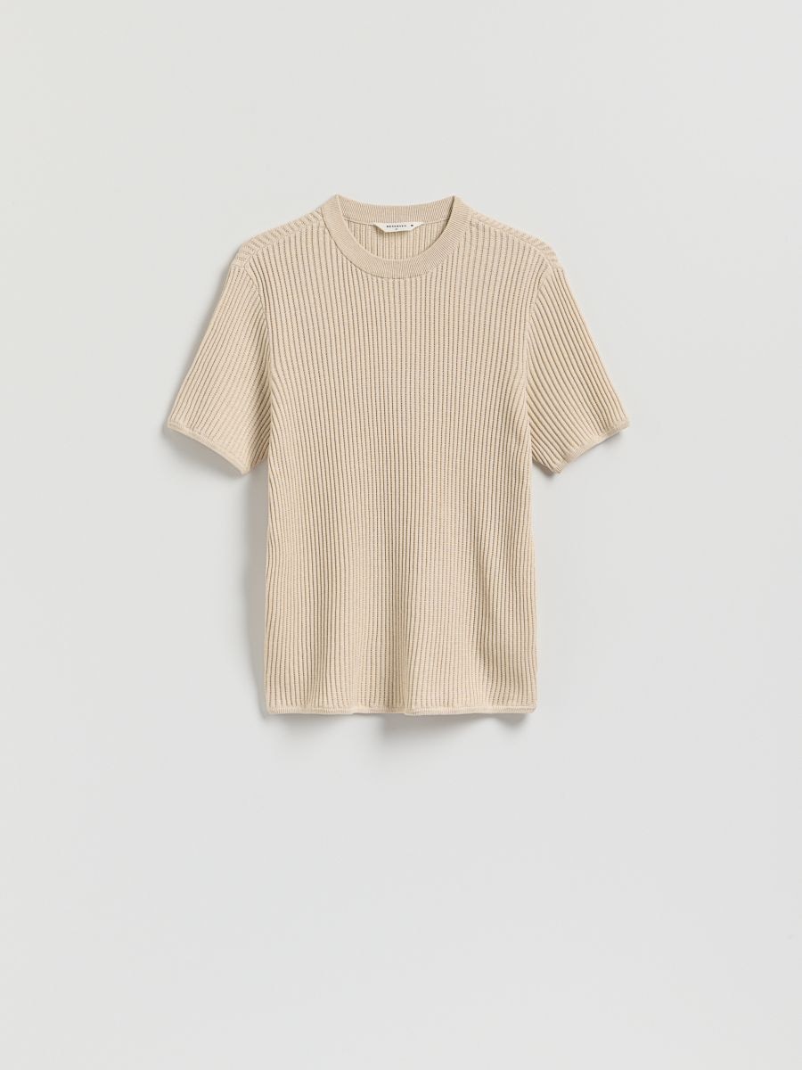 Kortärmad tröja - BEIGE - RESERVED