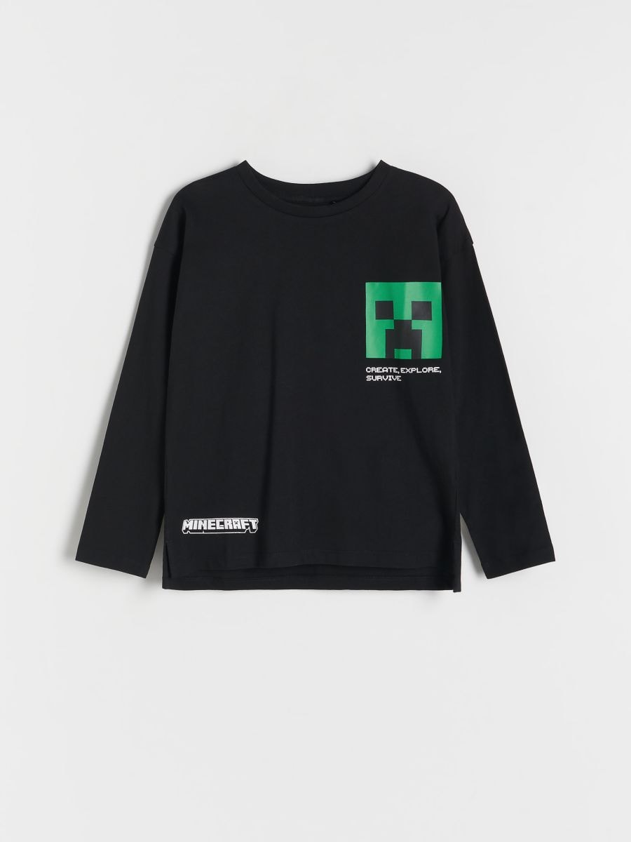Oversized långärmad t-shirt med Minecraft - SVART - RESERVED