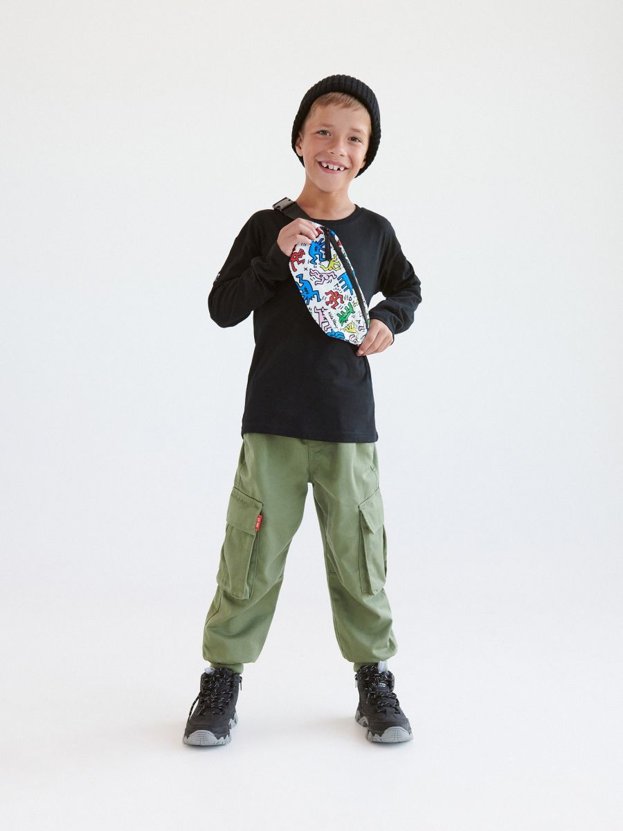 Plain long sleeve T-shirt with patch - black - RESERVED - 5