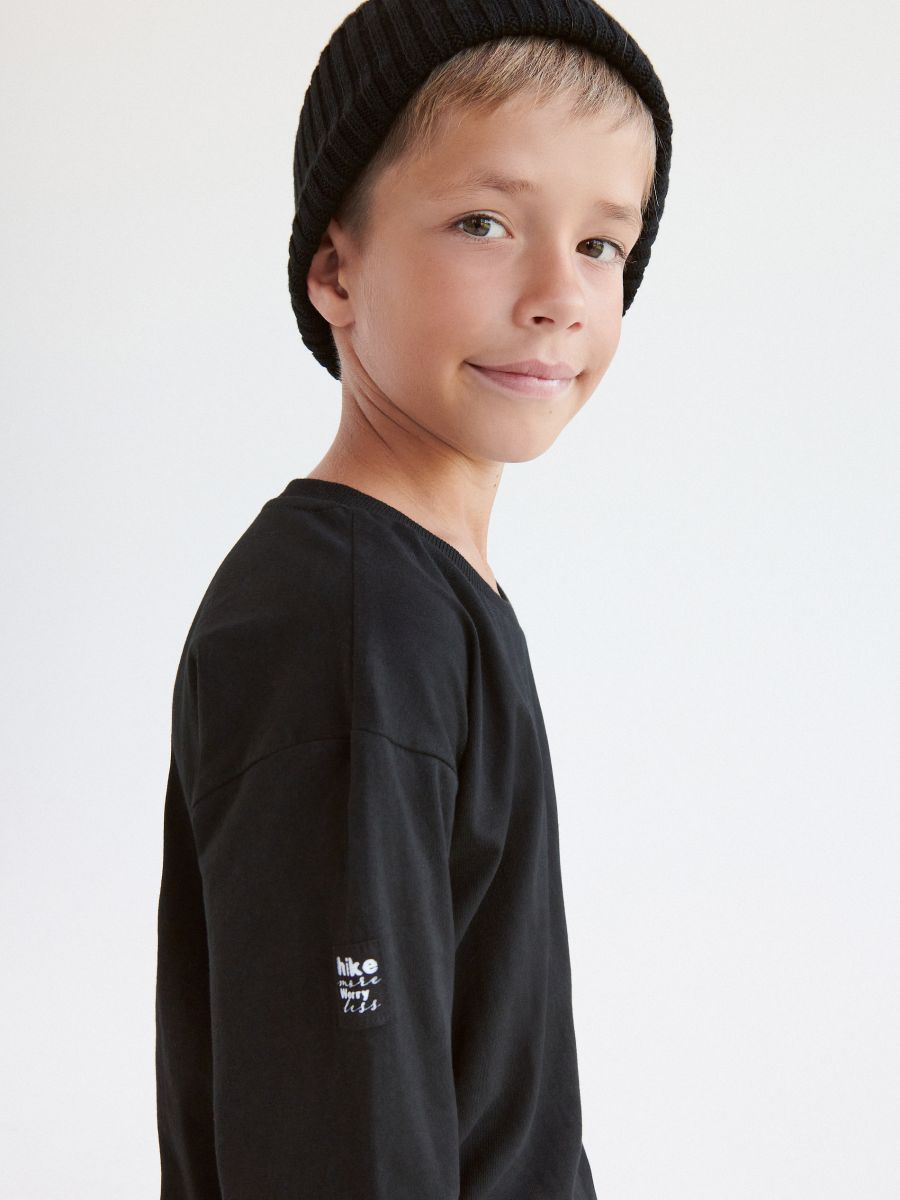 Plain long sleeve T-shirt with patch - black - RESERVED - 6