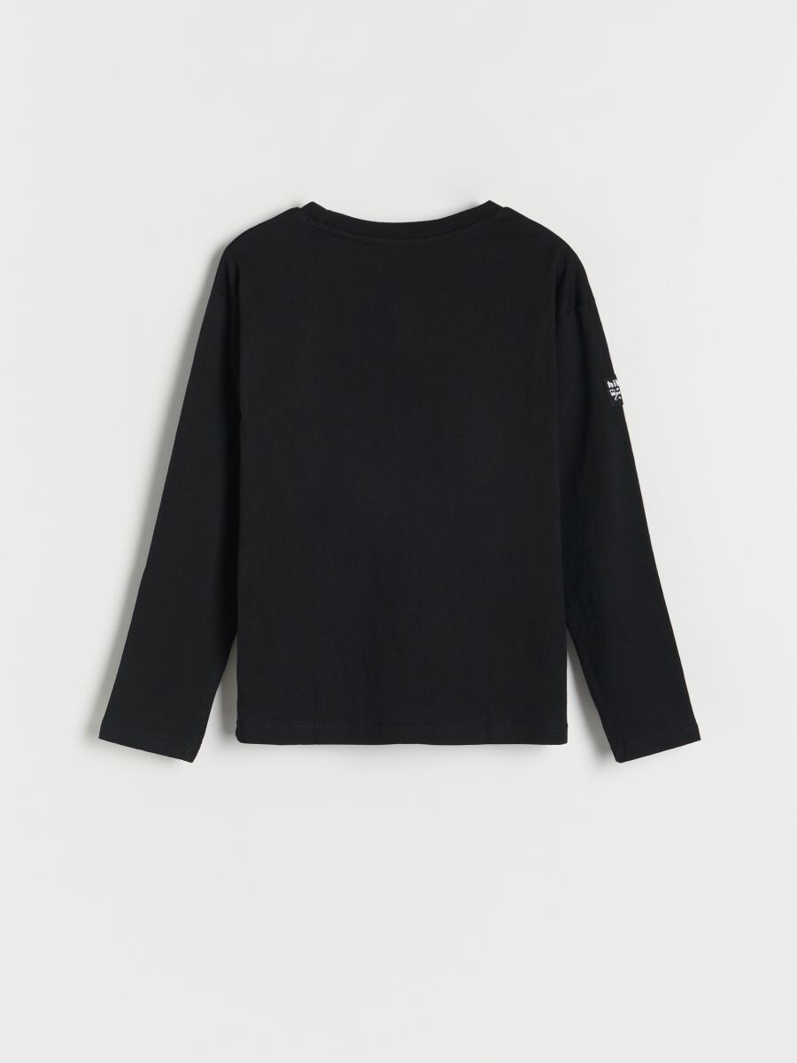 Plain long sleeve T-shirt with patch - black - RESERVED - 3