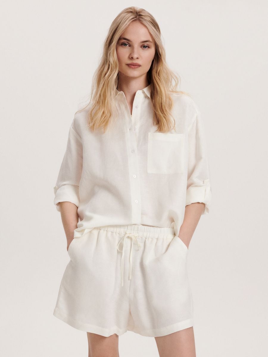 Linen blend shorts - cream - RESERVED - 2