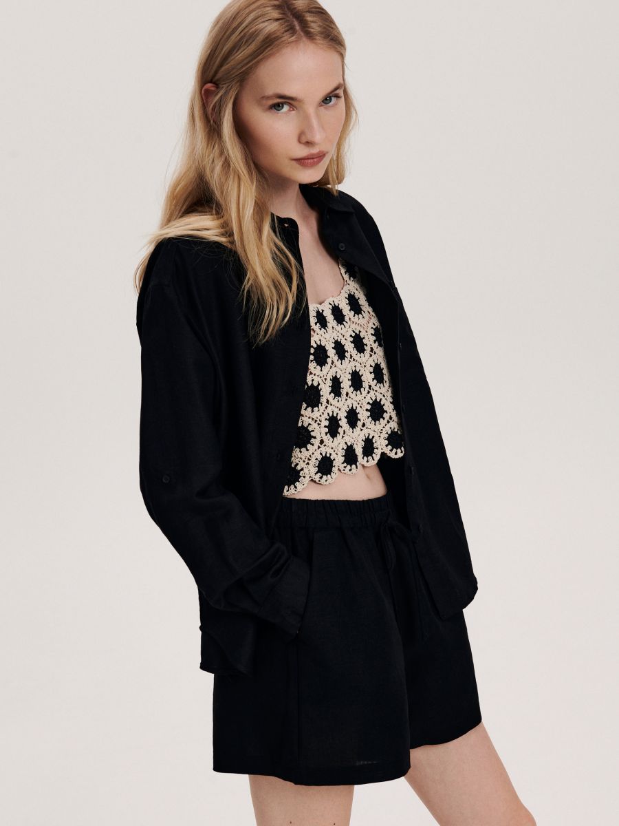 Linen blend shorts - black - RESERVED - 2