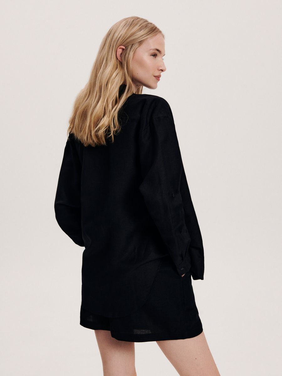 Linen blend shorts - black - RESERVED - 3