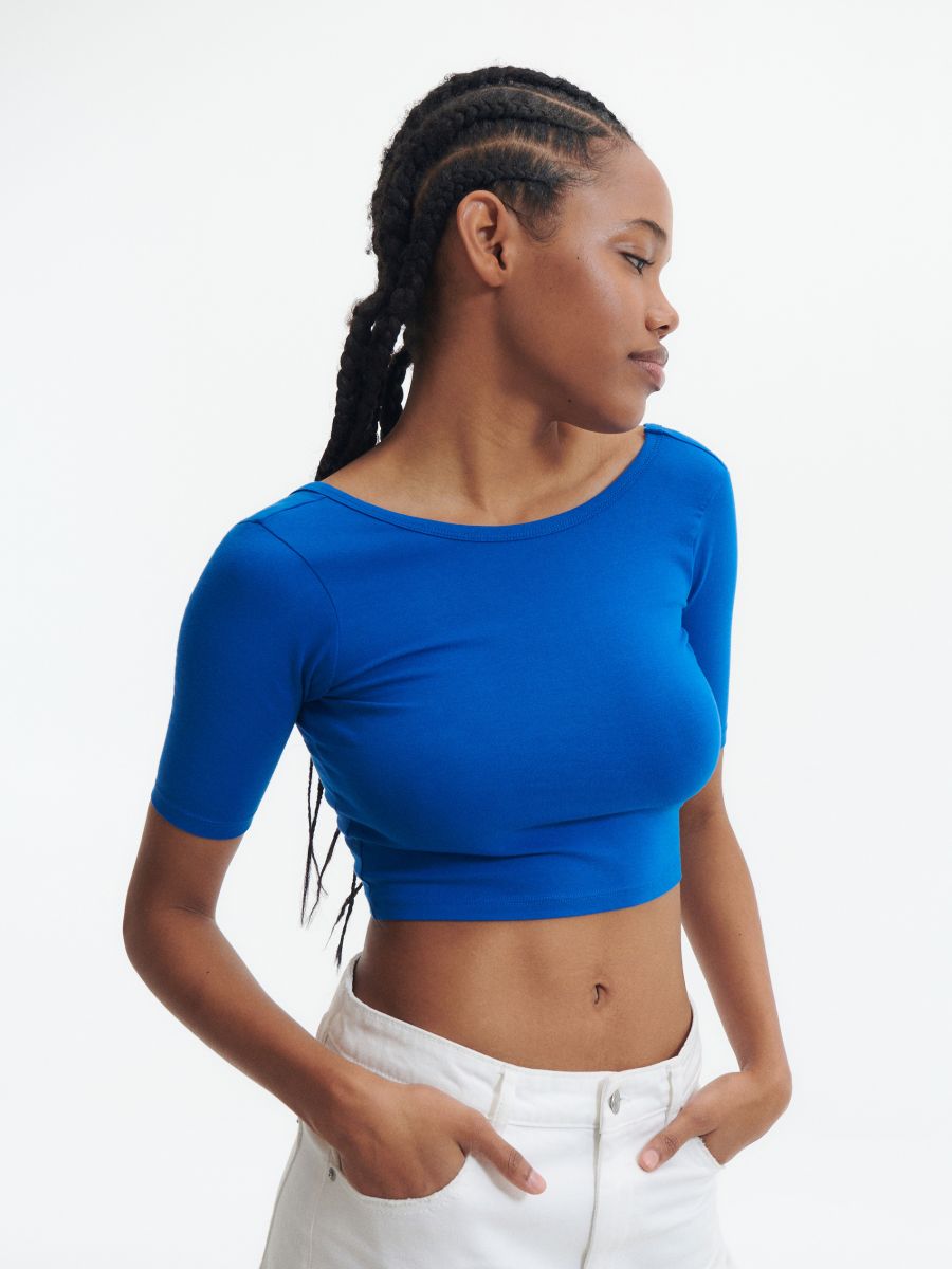 Plain crop top - navy - RESERVED - 2