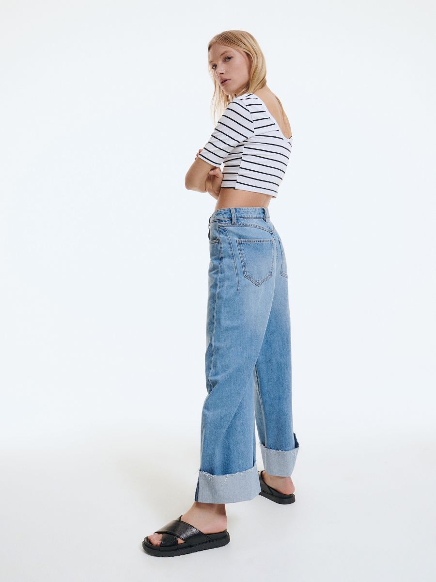 Črtast crop top - raznobarvna - RESERVED - 2