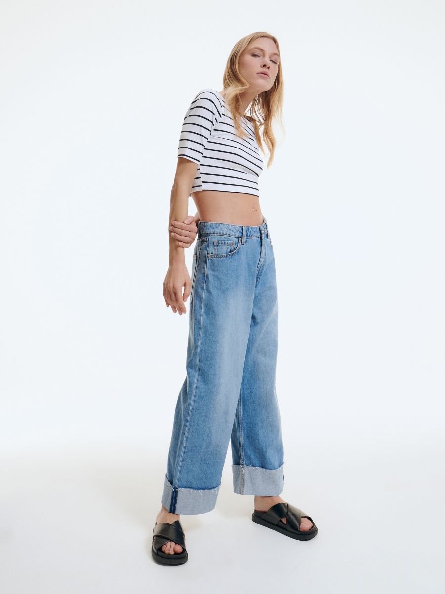 Črtast crop top - raznobarvna - RESERVED - 3