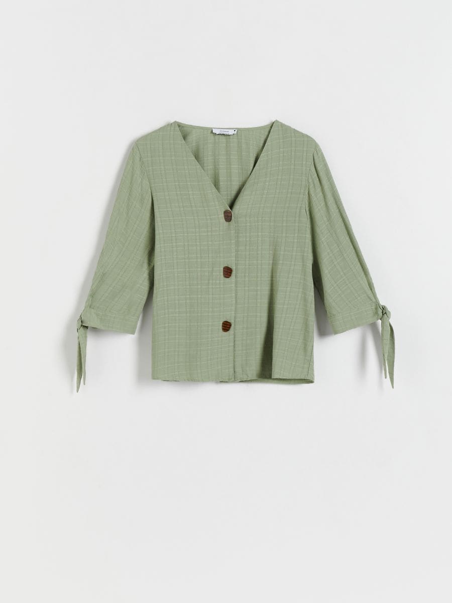 Blouse with tied sleeves - mint green - RESERVED - 3