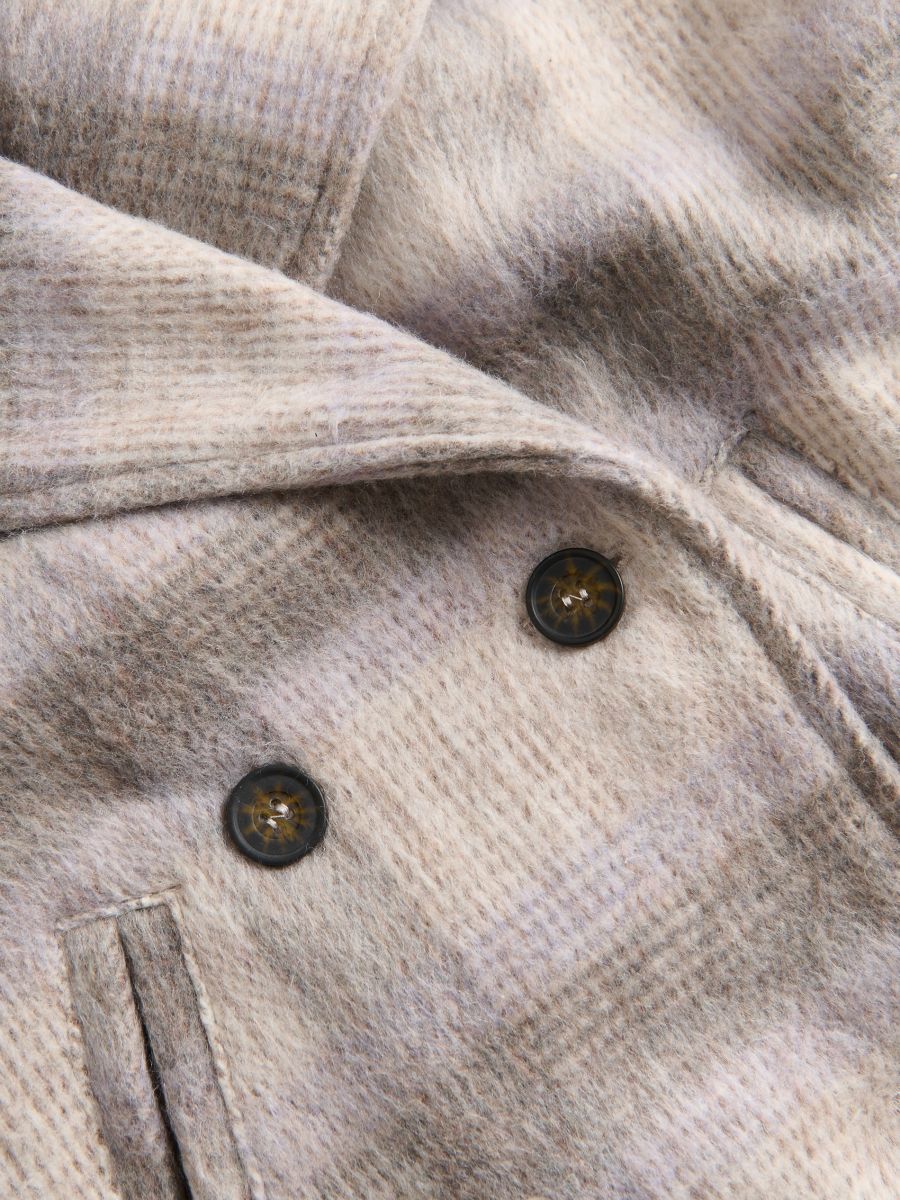 Cropped coat with wool blend - multicolor - RESERVED - 4