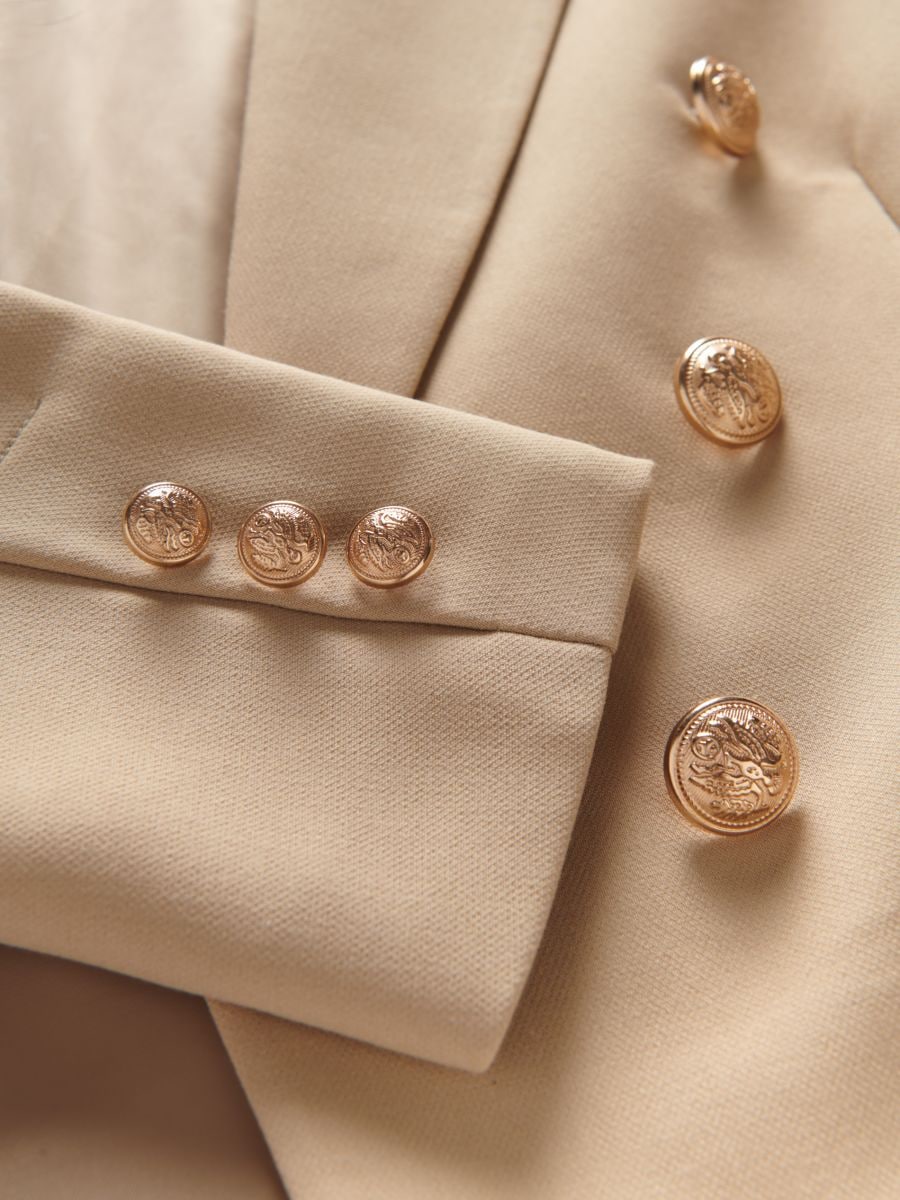 Double-breasted jacket - beige - RESERVED - 5
