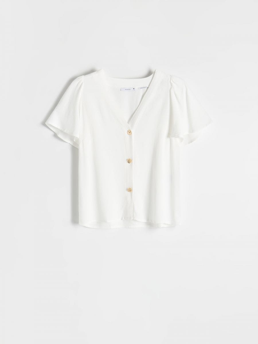 Blouse with decorative buttons - cream - RESERVED - 4