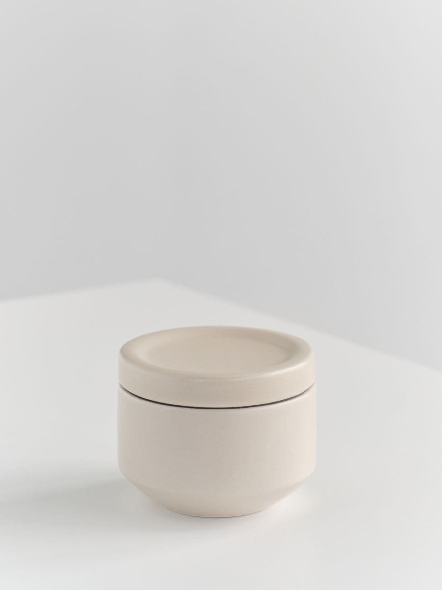 Ceramic container - beige - RESERVED