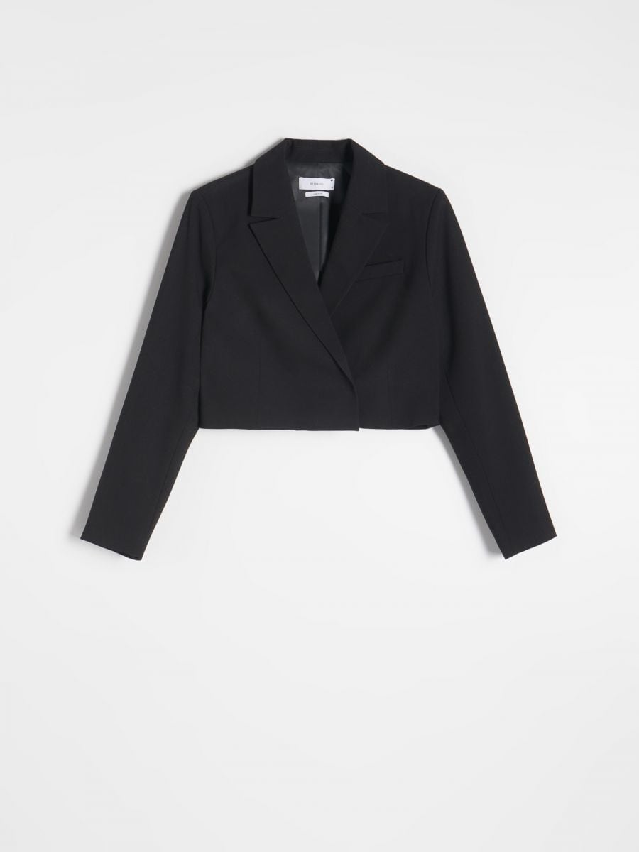 Blazer corto in misto viscosa - nero - RESERVED - 4