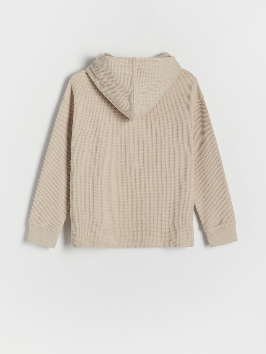 Oversized structural long sleeve top with hood - beige - RESERVED - 2