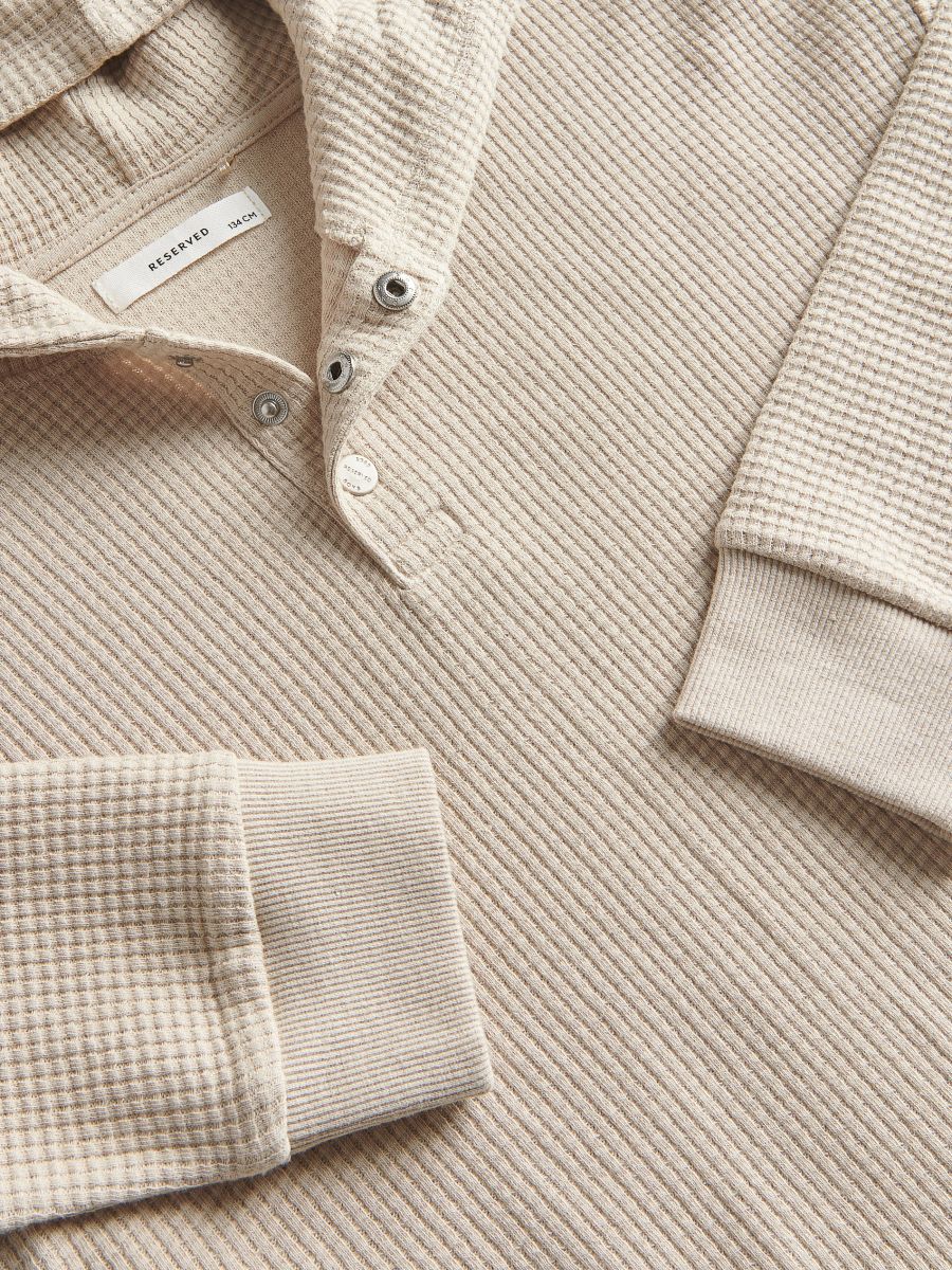 Oversized structural long sleeve top with hood - beige - RESERVED - 3