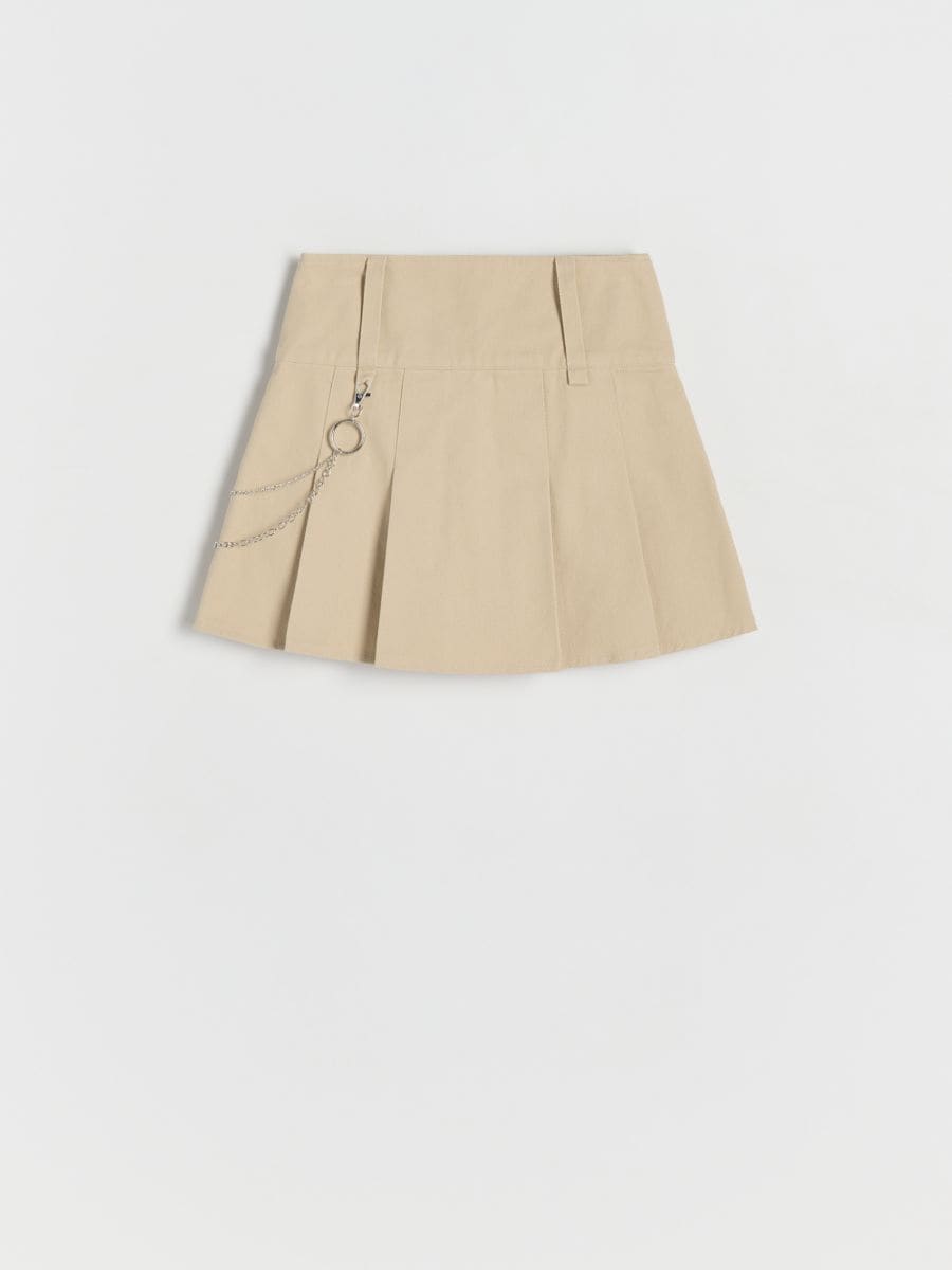 Pleated skirt with chain detail - beige - RESERVED