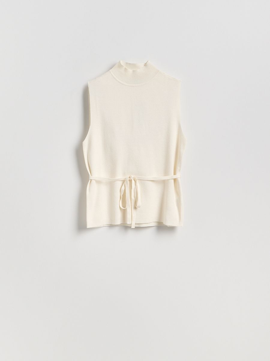 Jersey top with tie detail - nude - RESERVED