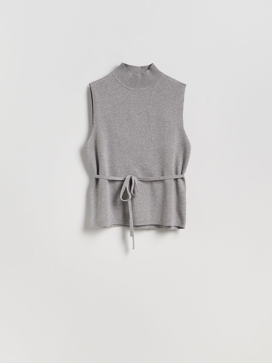 Jersey top with tie detail - light grey - RESERVED