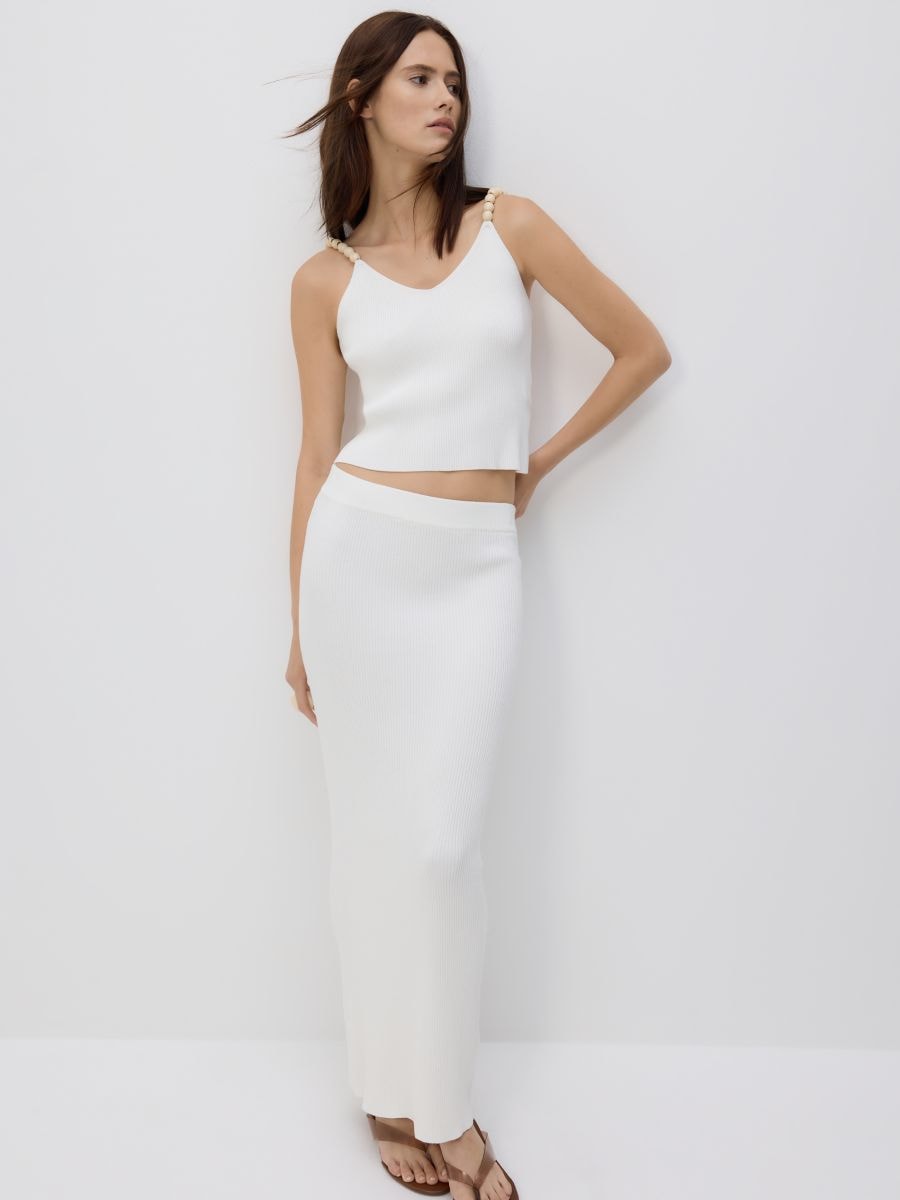 Top with ornamental straps - cream - RESERVED