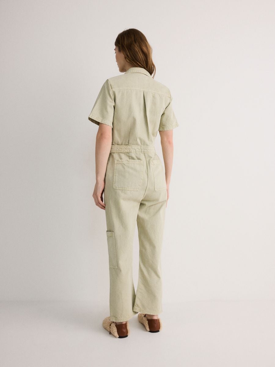 Combinaison en coton avec col - Vert - RESERVED - 4