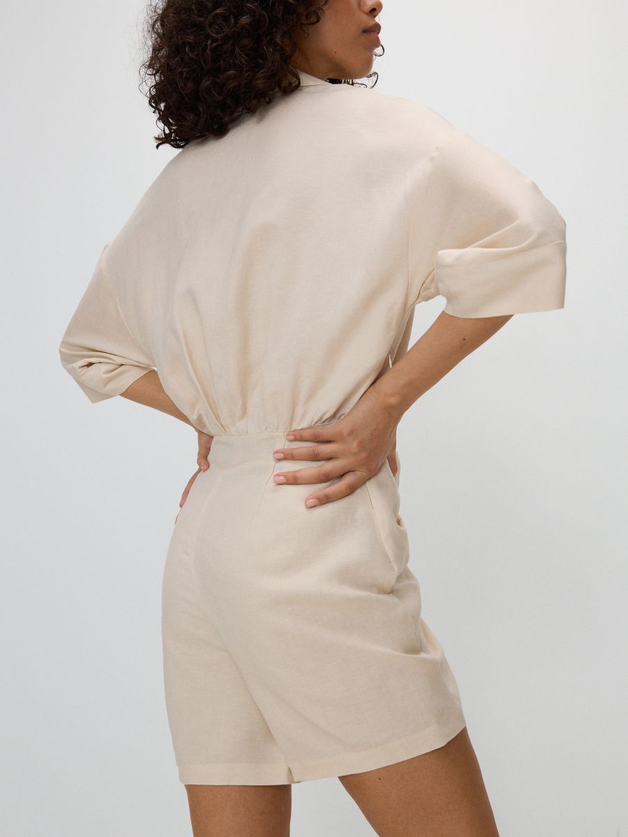 Wrap front playsuit with tie detail - nude - RESERVED - 5