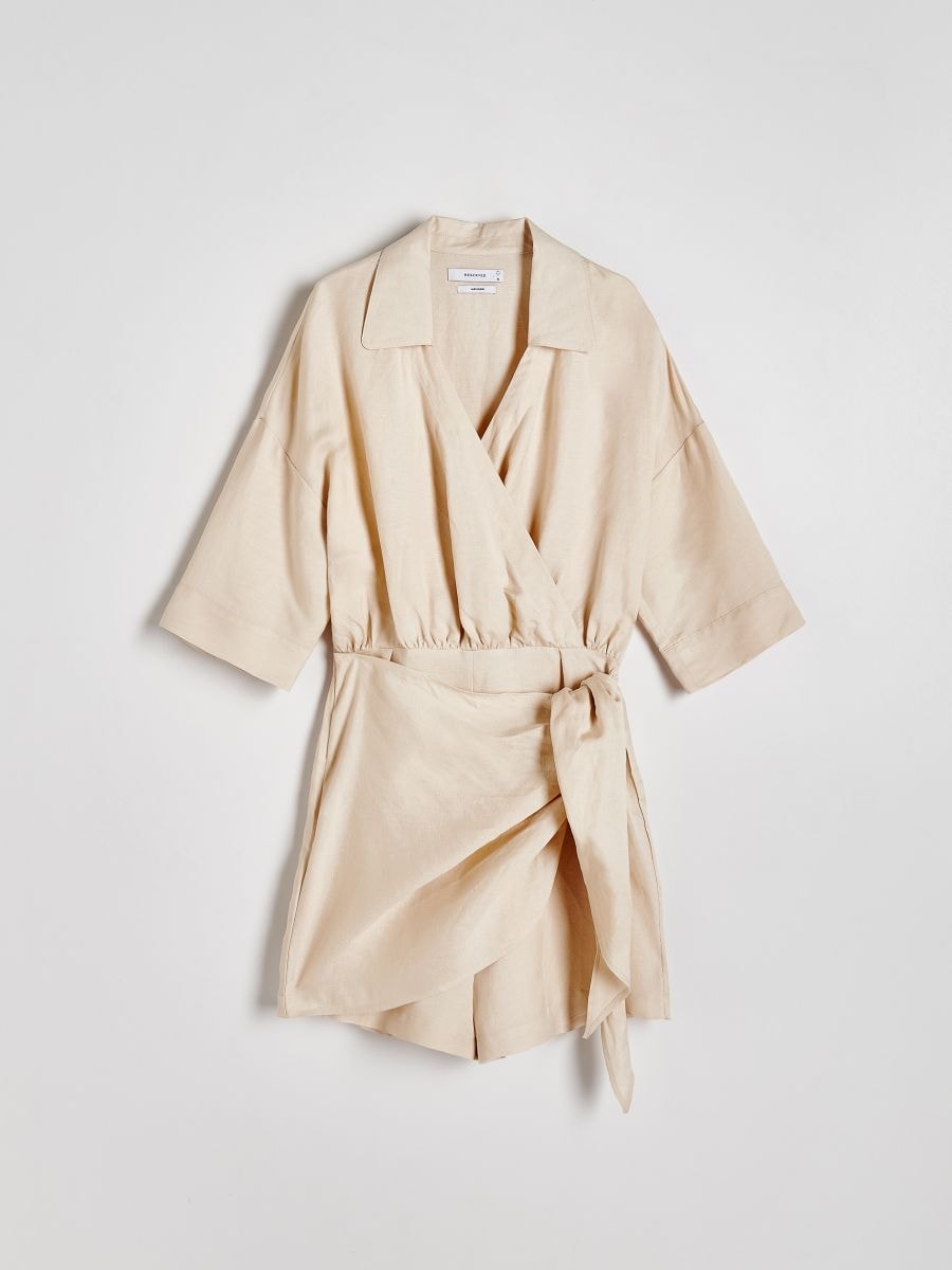Wrap front playsuit with tie detail - nude - RESERVED - 6