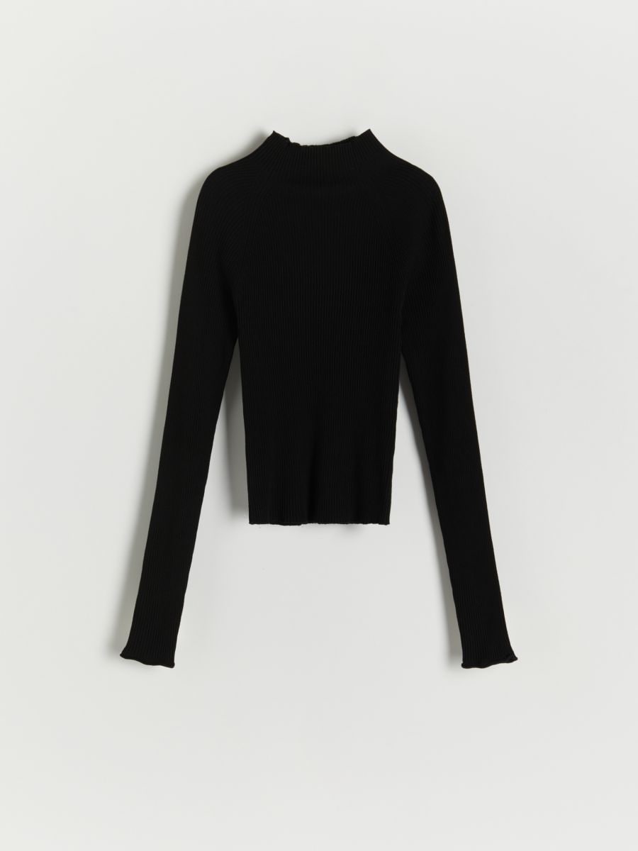 Mock neck with decorative trimming - black - RESERVED - 3