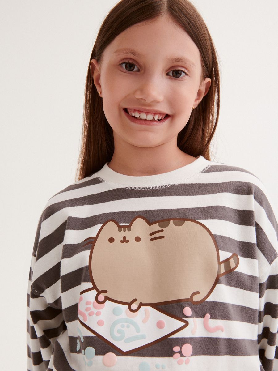 Koszulka w paski Pusheen - ciemnoszary - RESERVED - 5