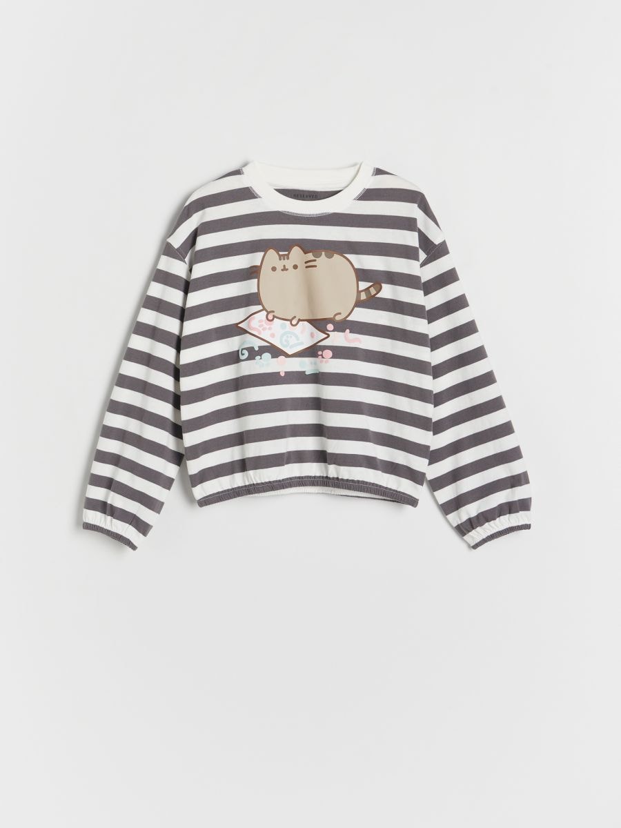 Koszulka w paski Pusheen - ciemnoszary - RESERVED - 2