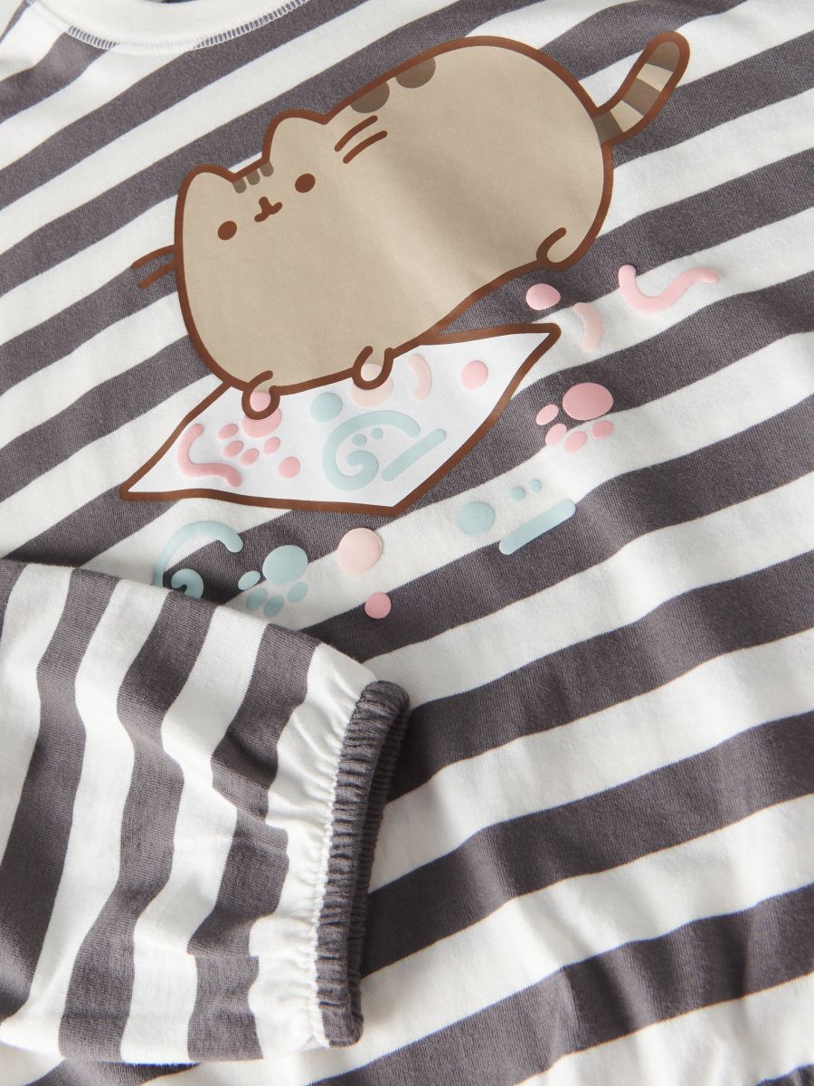 Koszulka w paski Pusheen - ciemnoszary - RESERVED - 4