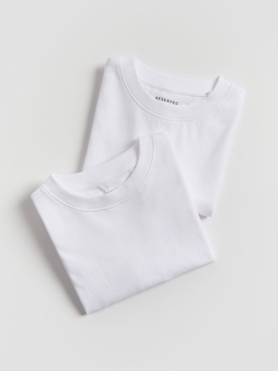 Cotton T-shirts 2 pack - white - RESERVED