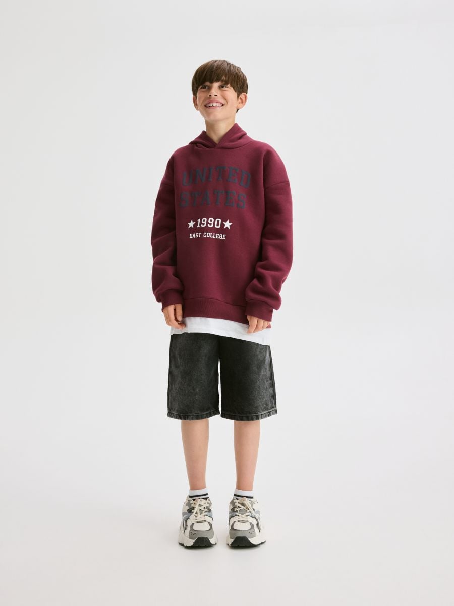 Hoodie with slogans - maroon - RESERVED - 10