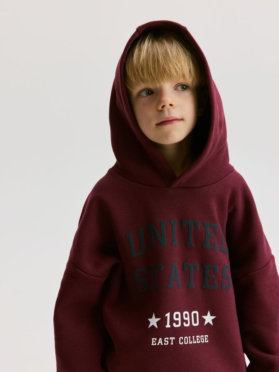 Hoodie with slogans - maroon - RESERVED - 3