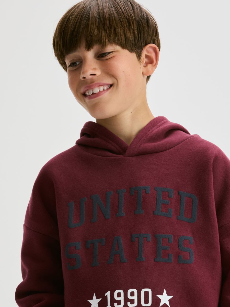 Hoodie with slogans - maroon - RESERVED - 8