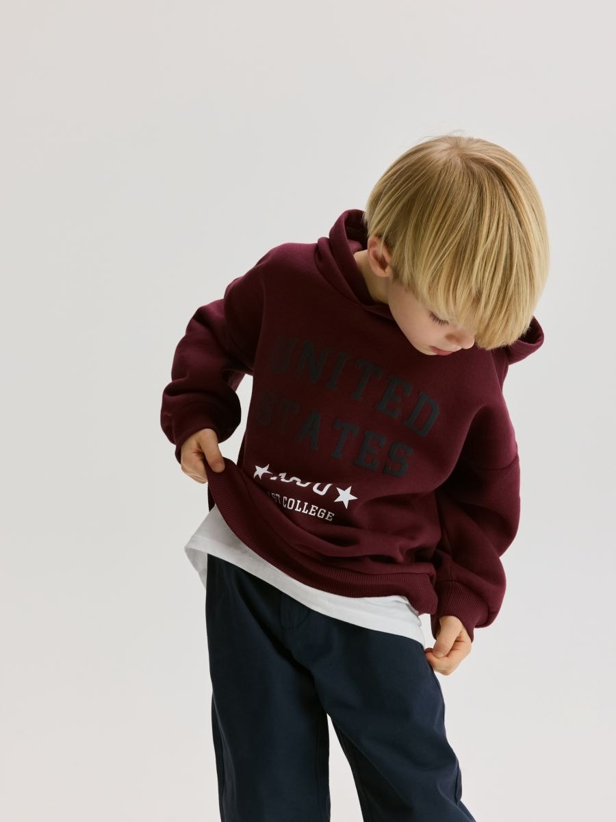 Hoodie with slogans - maroon - RESERVED - 4