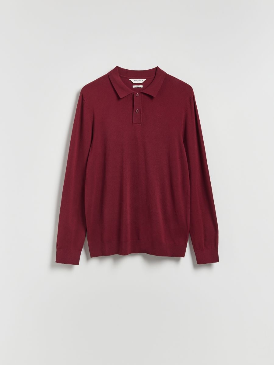 Πουλόβερ πόλο από βισκόζη - μπορντο - RESERVED