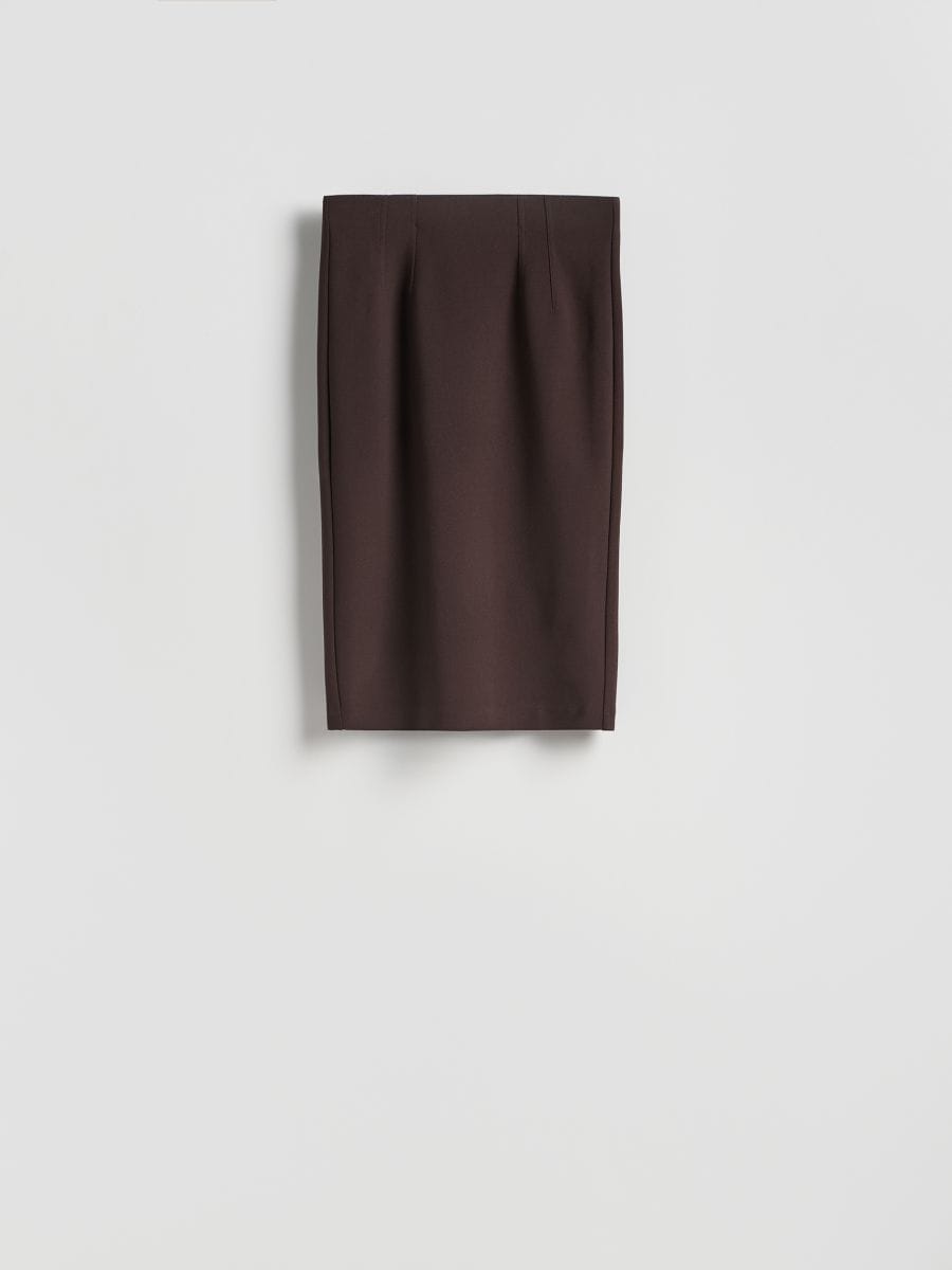 Midirock mit Ziernaht - dunkelbraun - RESERVED