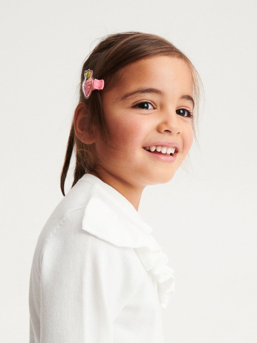Jumper with ruffle details - cream - RESERVED - 4