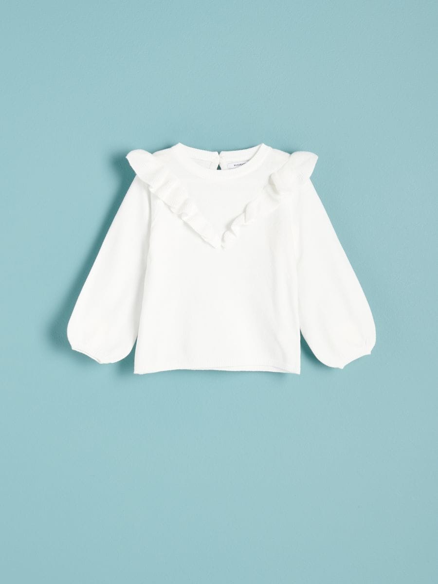 Jumper with ruffle details - cream - RESERVED - 3