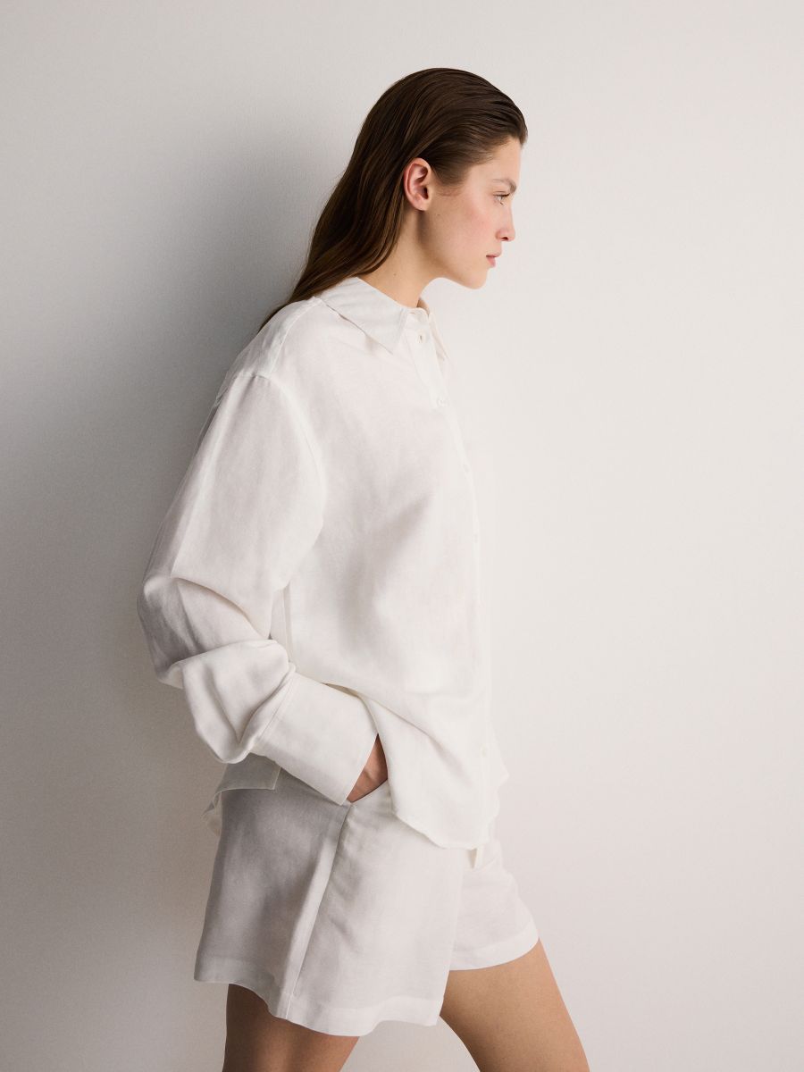 Linen blend shorts - cream - RESERVED - 3