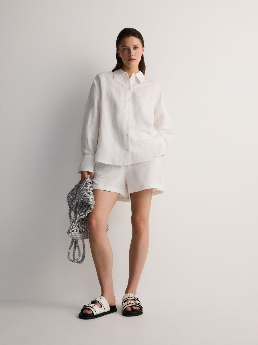 Linen blend shorts - cream - RESERVED - 2