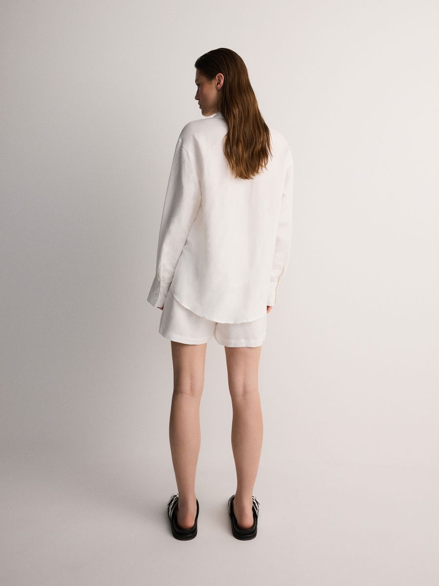 Linen blend shorts - cream - RESERVED - 4