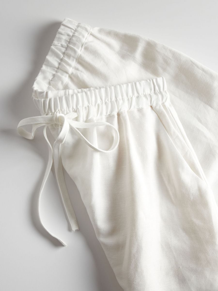 Linen blend shorts - cream - RESERVED - 6