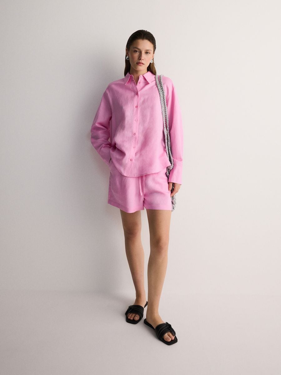 Linen blend shorts - pink - RESERVED - 2