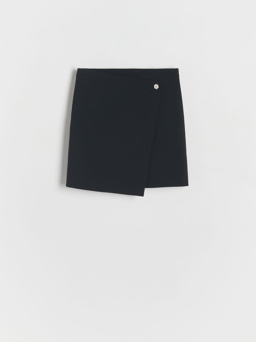 Plain skirt with overlap - black - RESERVED - 2