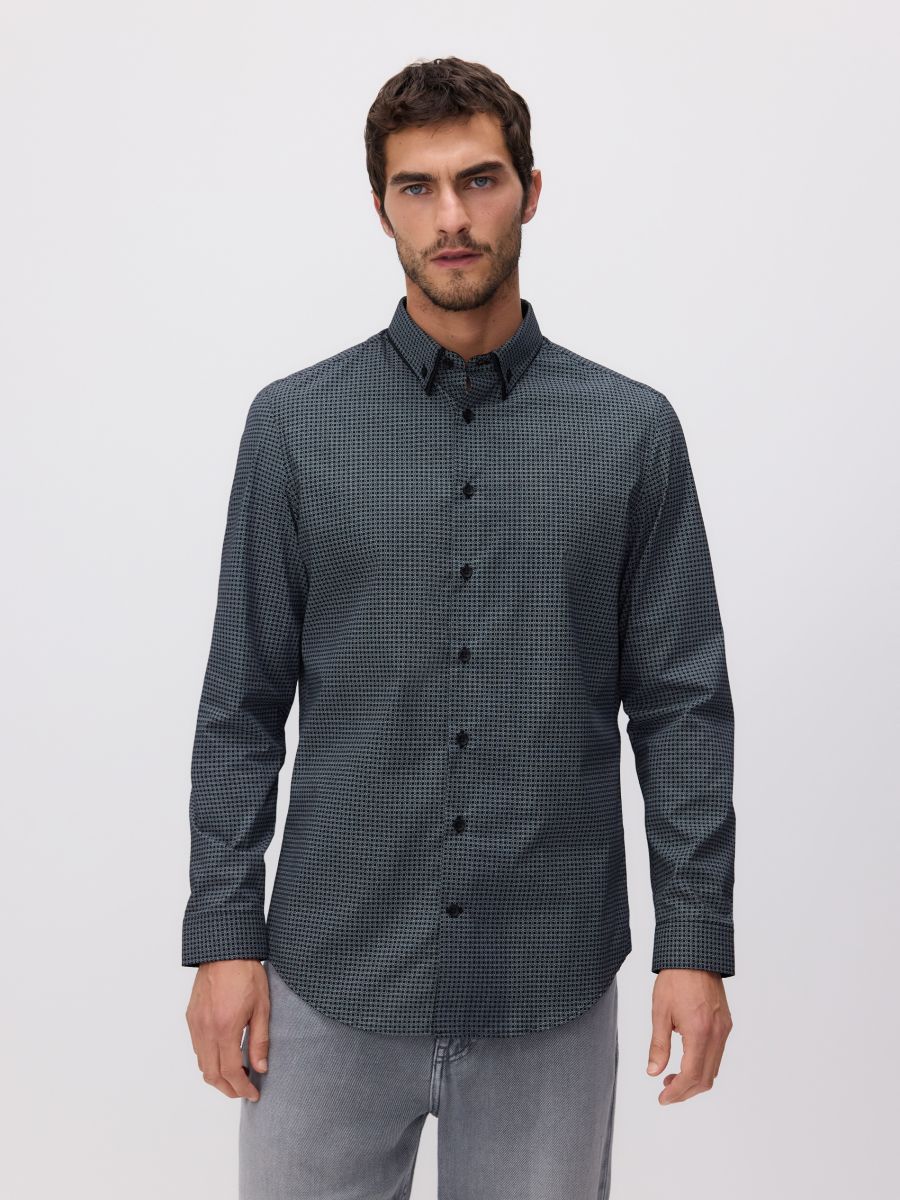 Koszula slim fit z bawełną - ciemnoszary - RESERVED