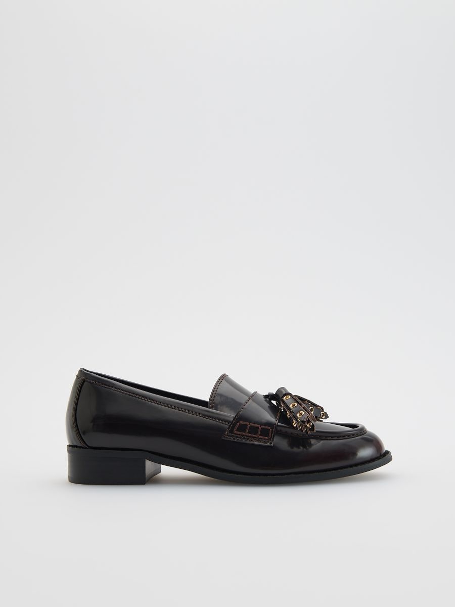 Loafers with decorative details - dark brown - RESERVED