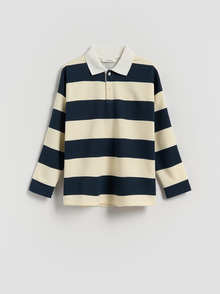 Stripe cotton sweatshirt - navy - RESERVED