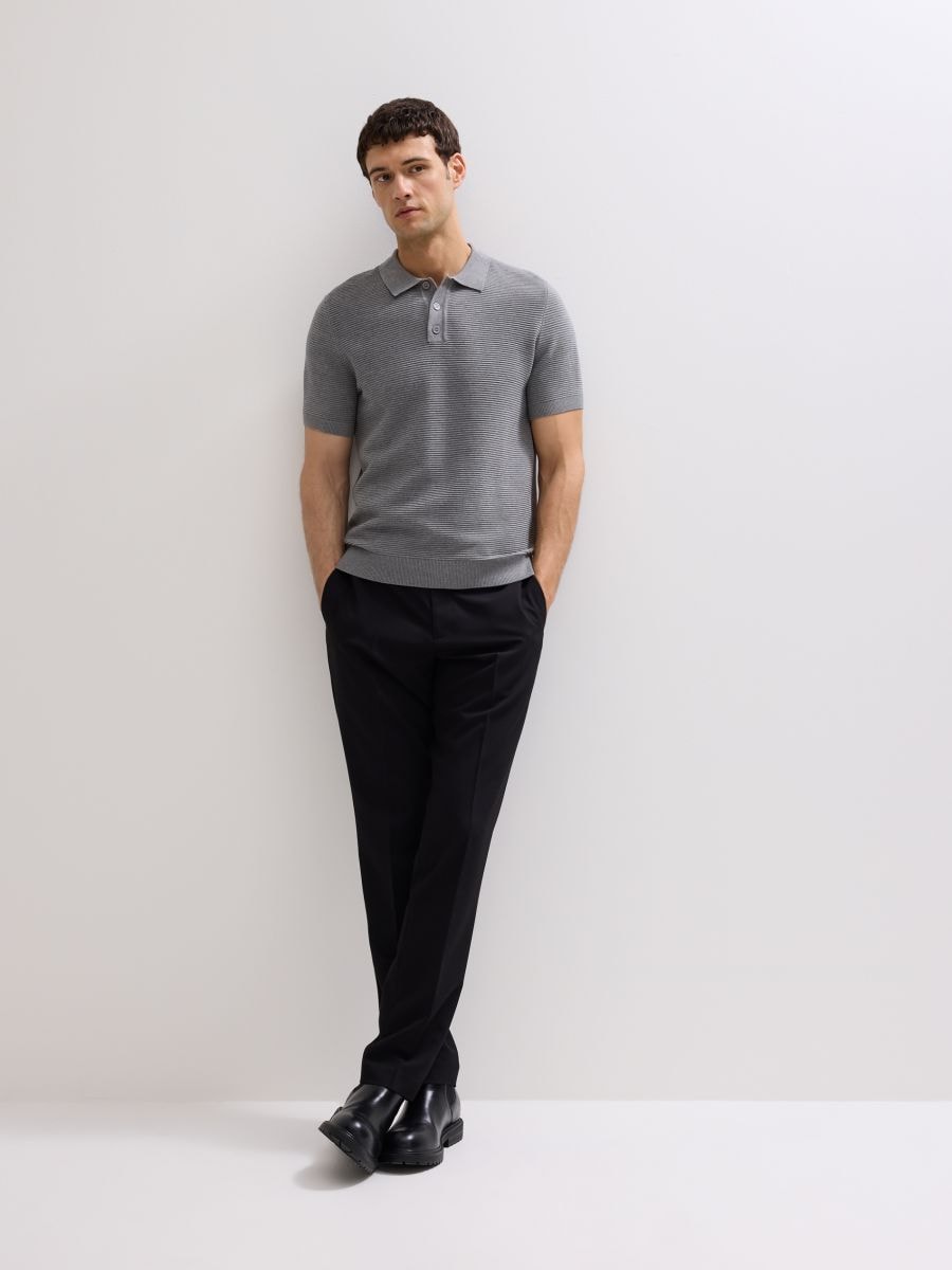 Structural fabric polo jumper - light grey - RESERVED
